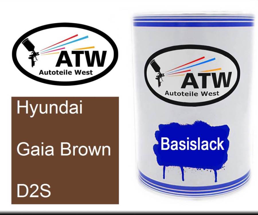 Hyundai, Gaia Brown, D2S: 500ml Lackdose, von ATW Autoteile West.